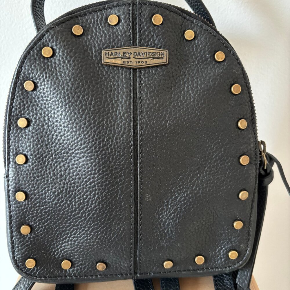 Harley-Davidson Black Backpack with Gold Studs - Picture 2 of 9